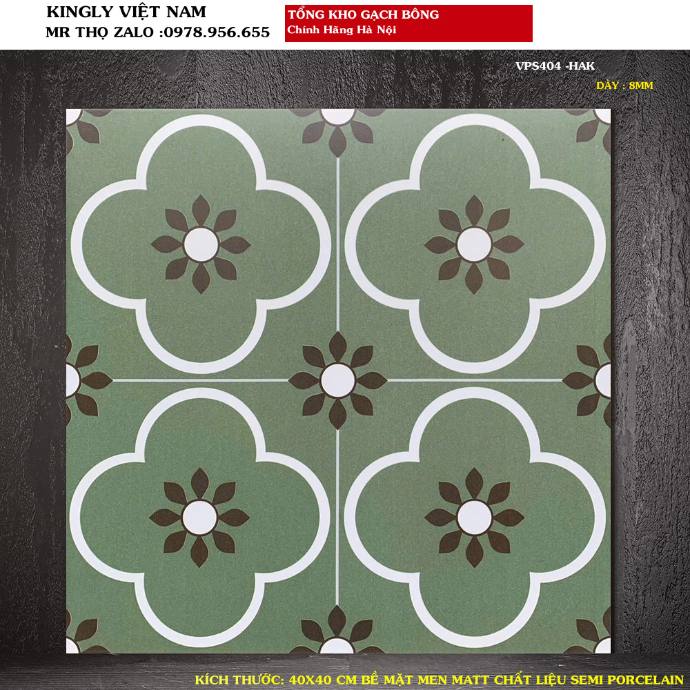 Gạch bông Viglacera 40x40 cm VPS404 Loại 1